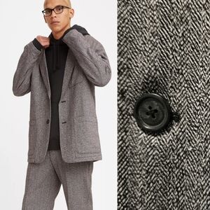 Levi Strauss gray herringbone tweed wool sport coat/blazer Sz.S